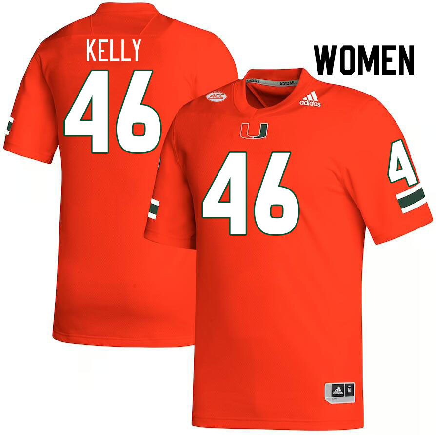 Women #46 Nick Kelly Miami Hurricanes College Football Jerseys Stitched-Orange